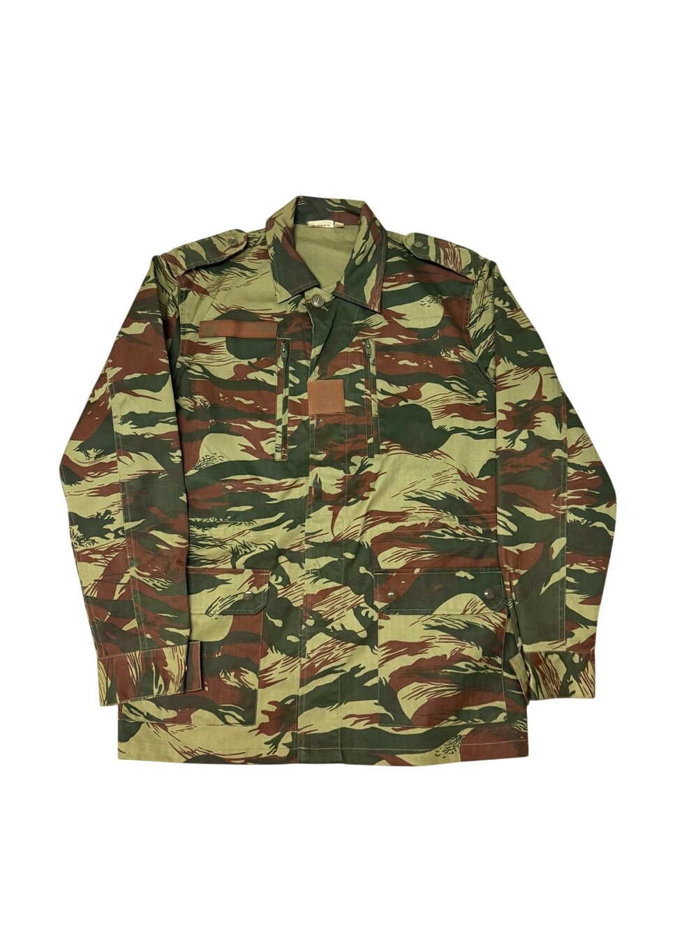 Vintage French Lizard Stripe Camo Field Jacket Mens 2XL Green Canvas Military